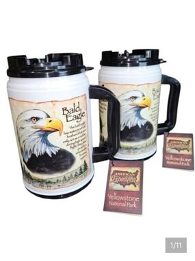 NWT Set Whirley Drunk Mugs Bald Eagle Yellowstone National Park Trucker Cups NEW